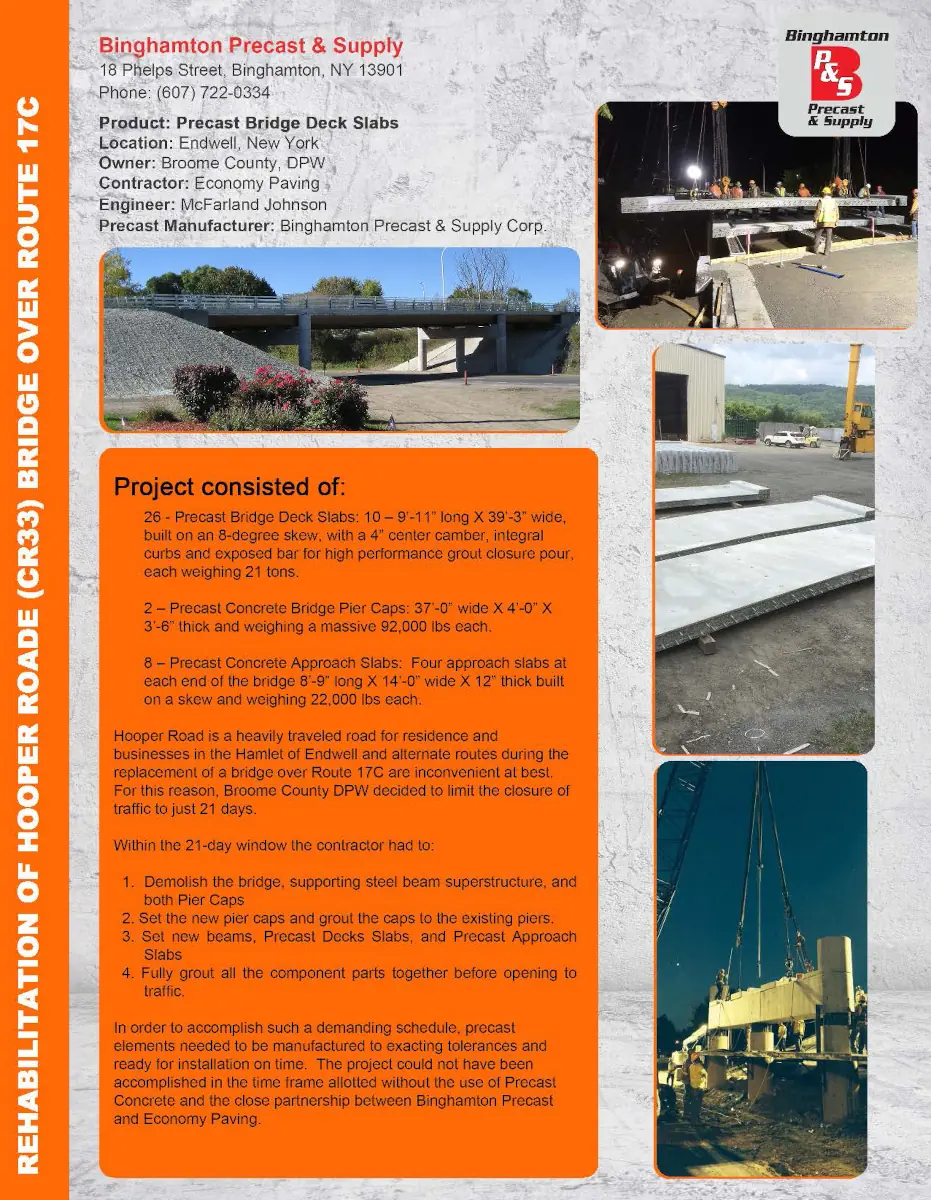 Bingprecast Hooper Road - Excelerated Bridge Decking